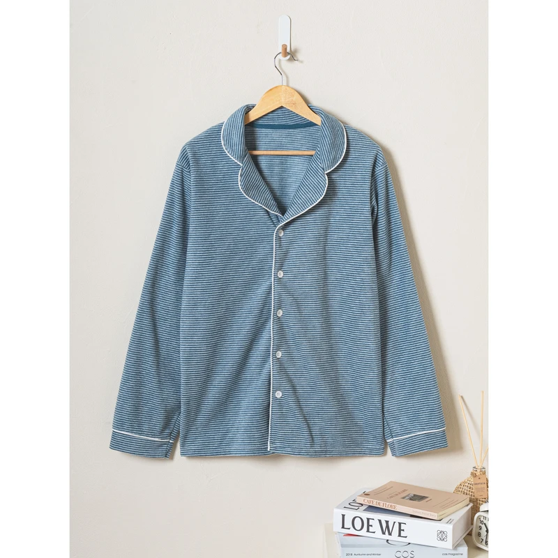 CHINEE Women's Soft Sleep Pajama Long Sleeve Top in Light Blue