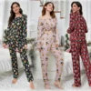 CHINEE Women's Soft Summer Sleepwear Set Long Sleeve Pajamas Mujer Loungewear for Autumn Spring Two Piece