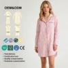 CHINEE Women's Solid Cotton Long Sleeve Plus Size Summer Pajamas Shirt Dress Quick Dry Breathable Casual Homewear