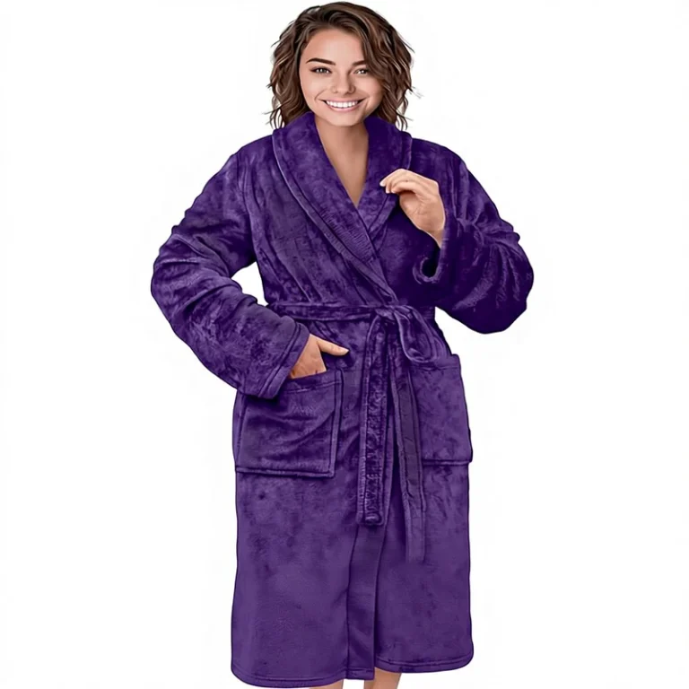 CHINEE-Womens-Solid-Fleece-Plush-Soft-Fluffy-Fuzzy-Cozy-Warm-Bathrobe-Shower-Spa-House-Long-Robe