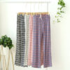 CHINEE Women's Spring and Summer Knitted Stripe Pajamas Loose Elastic Waist Thin Trousers for Outdoor Home Use