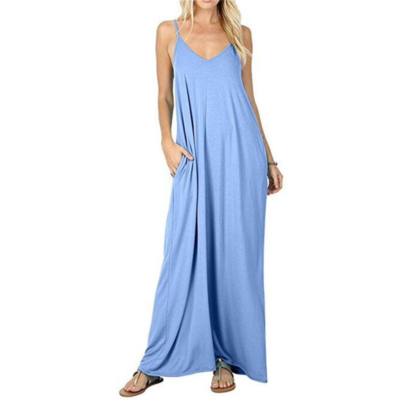 CHINEE Women's Summer 100% Cotton Breathable Casual Solid Full Length Knitted Nightgowns