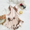CHINEE Women's Summer Casual Animal Print Satin Pajama Set Comfortable Elastic Waist From for Comfort and Style