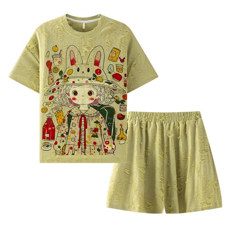 CHINEE Women's Summer Home & Outdoor Wear Two Piece Customizable Breathable Cotton Pajama Set