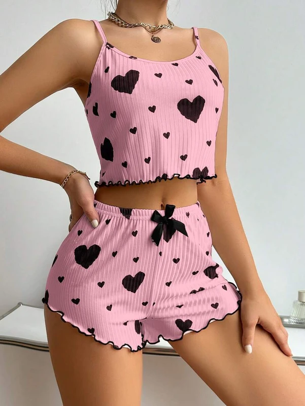 CHINEE Women's Summer Pajama Set Sweet Camisole and Elastic Waist Shorts