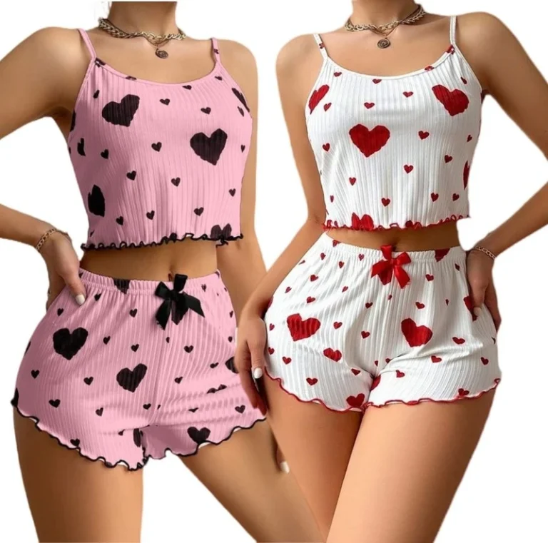 CHINEE-Womens-Summer-Satin-Pajama-Set-Printed-Soft-Two-Piece-Camisole-Top-and-Shorts-Sleepwear