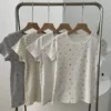 CHINEE Women's Summer T-Shirt Short-Sleeved Printed Pure Cotton Fashionable Slim-Fitting Undergarment Top Pajamas