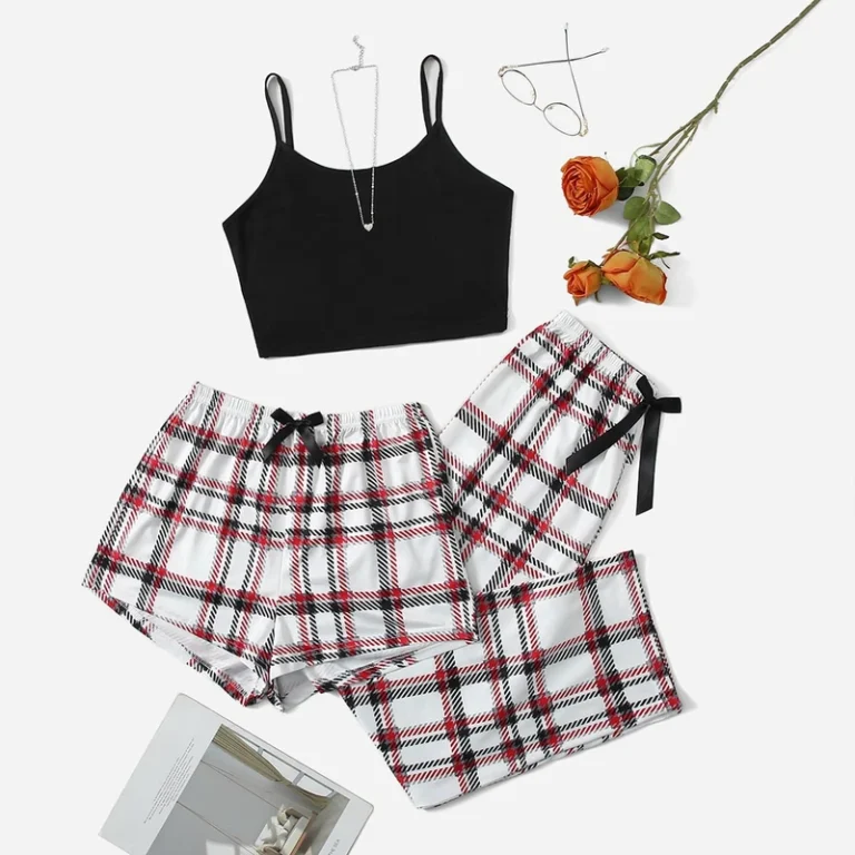 CHINEE-Womens-Three-Piece-Camisole-Pajama-Set-Soft-Knitted-Loungewear-OEM-Supported