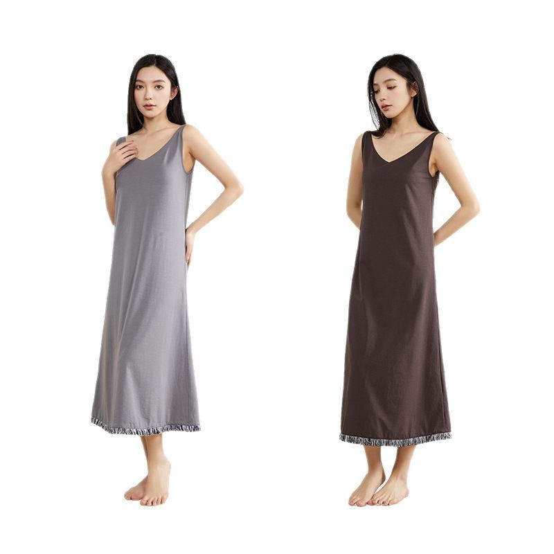 CHINEE Women's V Neck Camisole Nightdress Customizable Lyocell Cotton Pajamas for Women Set