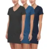 CHINEE Women's V Neck Sleep Shirt Short Sleeve Soft Jersey Nightwear Combo Pack