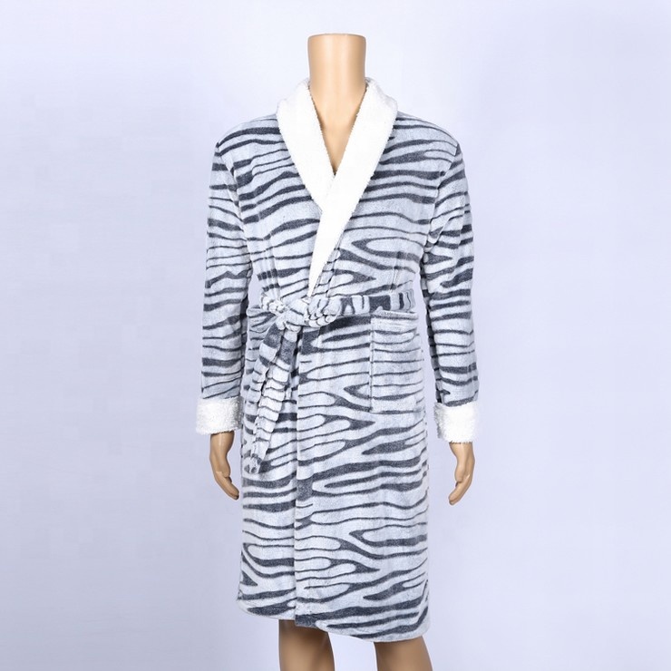 CHINEE Women's Vintage Leopard Print Warm Robe Nightwear Night Dress