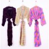 CHINEE Women's Vintage Silk Kimono Robe Summer Breathable Quick Dry Lounge Wear Night Gown Gift