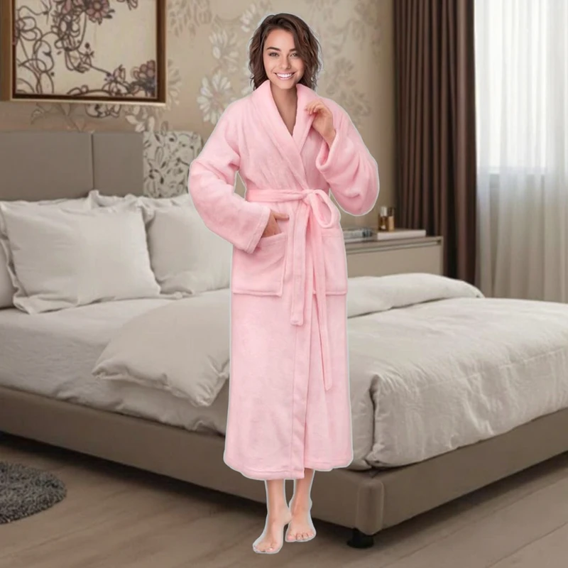 CHINEE Women's Winter Fleece Sleepwear Imported Women Bathrobe Thickened Warm Bubble Robe for Sleepwear Comfortable and Cozy Gown