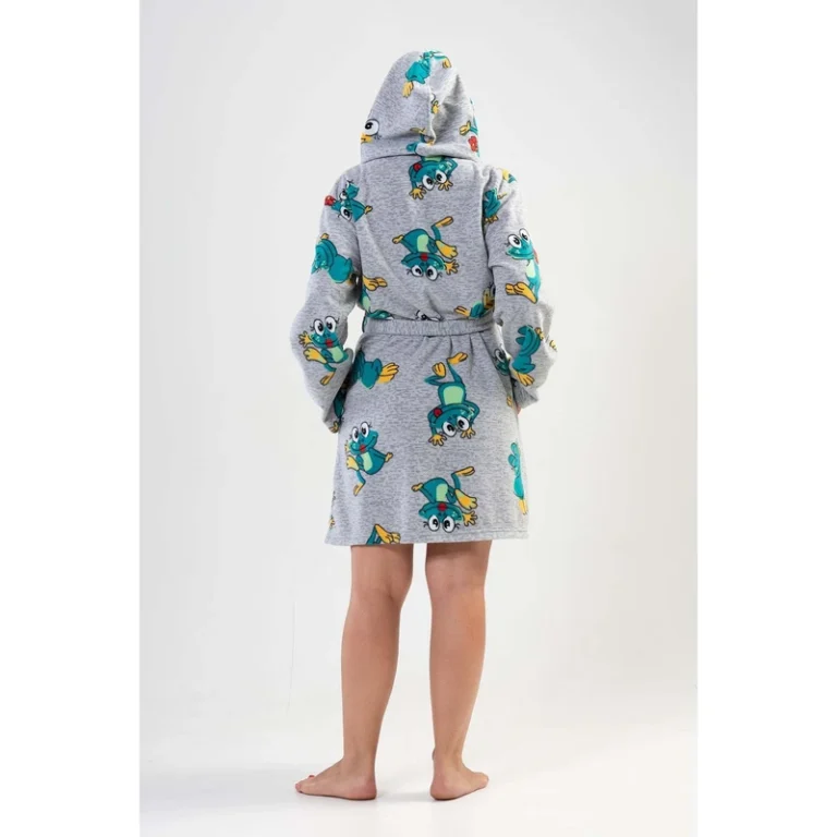 CHINEE Women's XXL Fleece Hooded Short Robe with Pockets Sleepwear