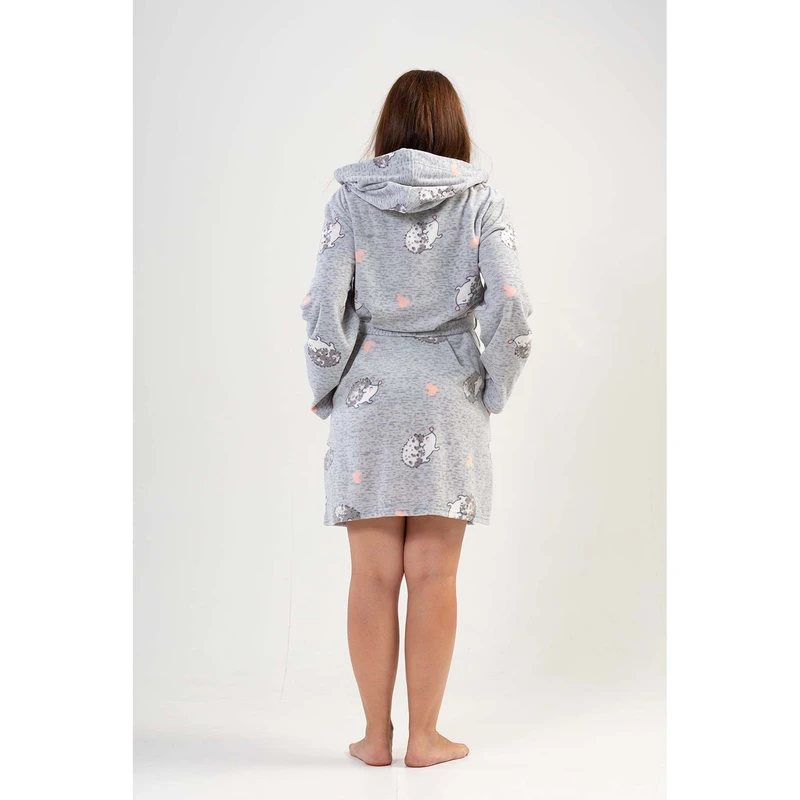 CHINEE Women's XXL Fleece Short Robe with Pockets Hoodies & Sweatshirts