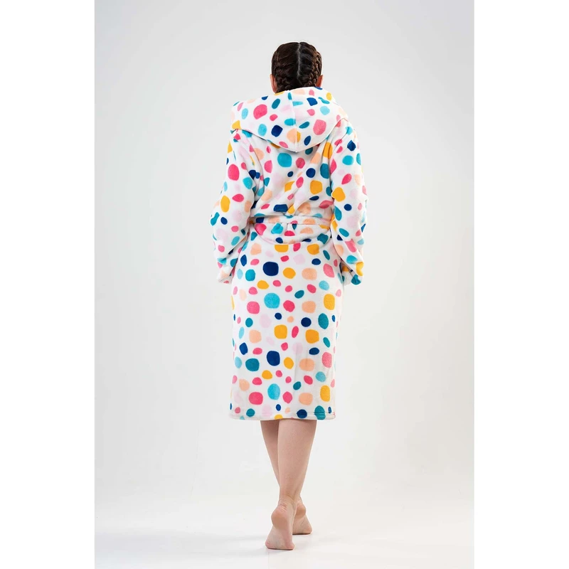CHINEE XXL Women's Soft Long Sleeve Hooded Robe with Pockets Sleepwear