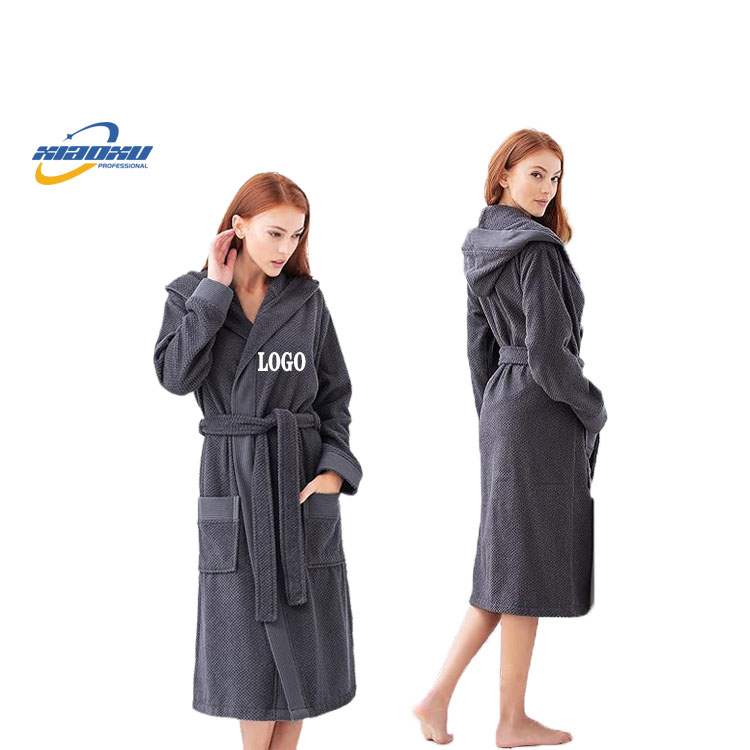 CHINEE Xiaoxu Custom Logo Luxury Double Layer Bath Robe Plush Lined Microfiber Spa Robe For Men And Women