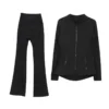CHINEE Yoga Nylon Activewear Modest Loungewear Two Piece Plus Size XXXL Jacket Flared Gym Legging Pants Set ODM