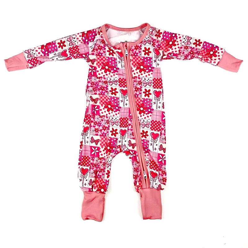 CHINEE ZhengPai Custom Print Bamboo Fiber Baby Zipper Footed Sleeper Romper Clothes Toddler Kids Pajamas Clothing