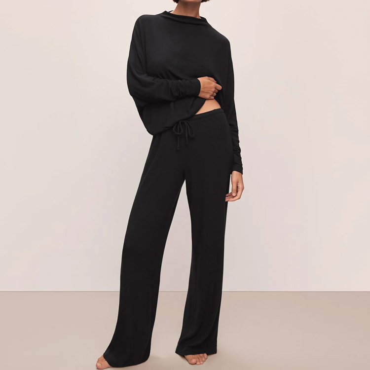 CHINEE long sleeve Loungewear for Women Mock Neck Pullover sets modal women's Two Piece Lounge Set Sustainable Womens Sleepwear