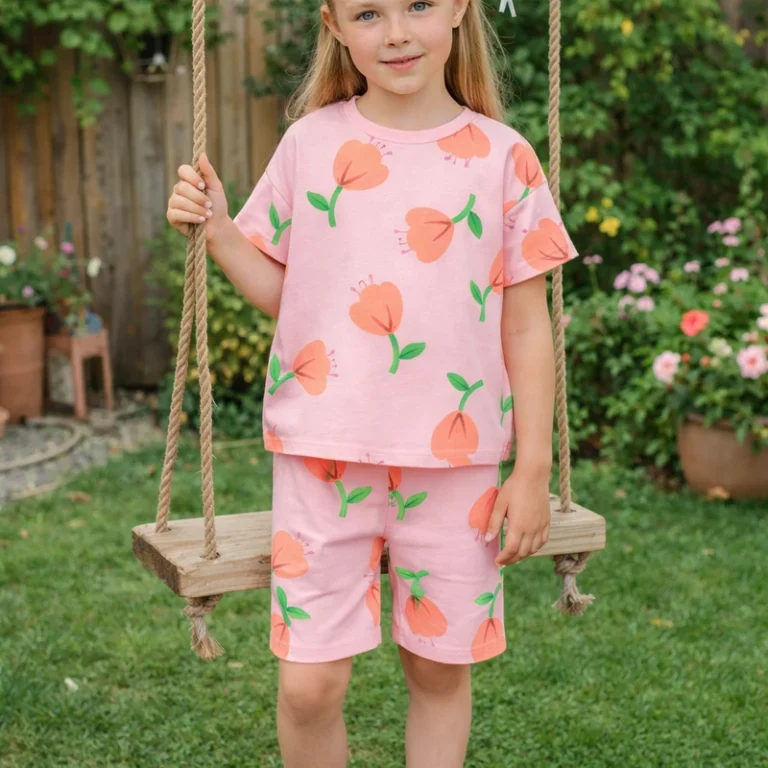 CHINEE-pink-Toddler-Girls-Suit-with-Printing-Flower-Baby-Girl-Pajamas-Casual-Homewear-Children-Clothing-Set-in-Summer