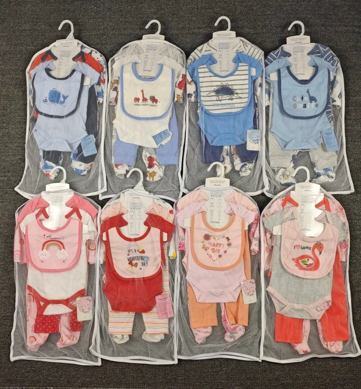 0-9-Months-of-Baby-Clothing-Cotton-Baby-Longs-Sleeve-Pajamas-Romper-8PCS-Gift-Set-High-Quality