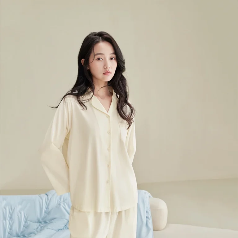 100-Cotton-Breathable-Soft-Summer-Spring-Autumn-Womens-Pyjama-Set-with-Lace-Splicing-and-Elastic-Waist
