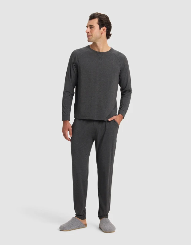 100% Cotton High Quality Men's Pajama Set With Long Sleeves and Long Pants Sleepwear Lounge Wear