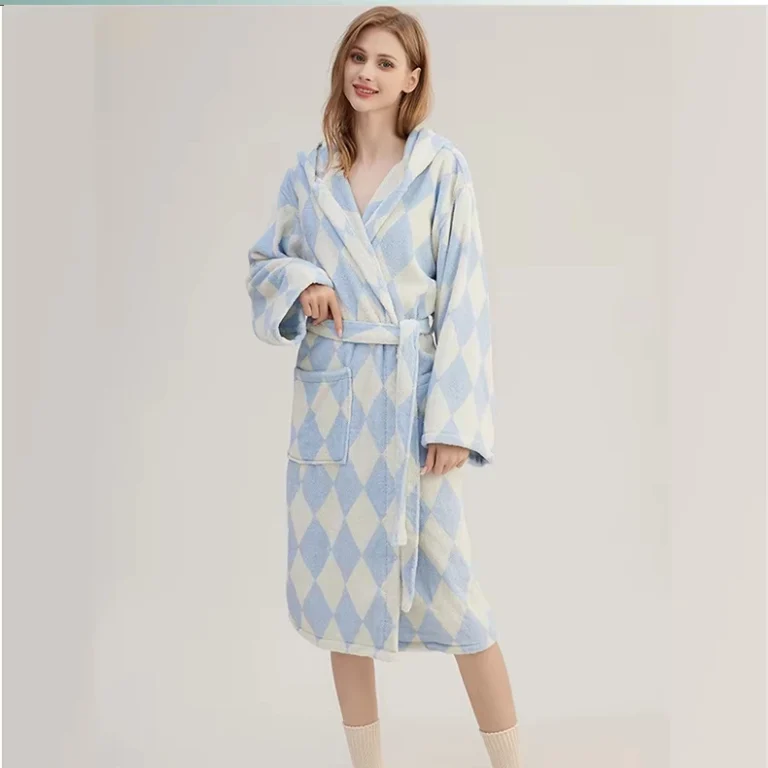 100-Cotton-Hooded-Yarn-Dyed-Bathrobe-Customized-Logo-Thick-Terry-Loop-Towel-Bath-Robe-Adult-Bathrobe