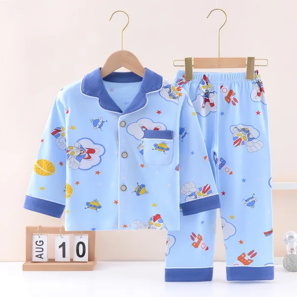 100-Cotton-Kids-Pajama-Set-Boys-Girls-Spring-Autumn-Cartoon-Pattern-Long-Sleeve-Breathable-Soft-Warm-Washable-Sleepwear