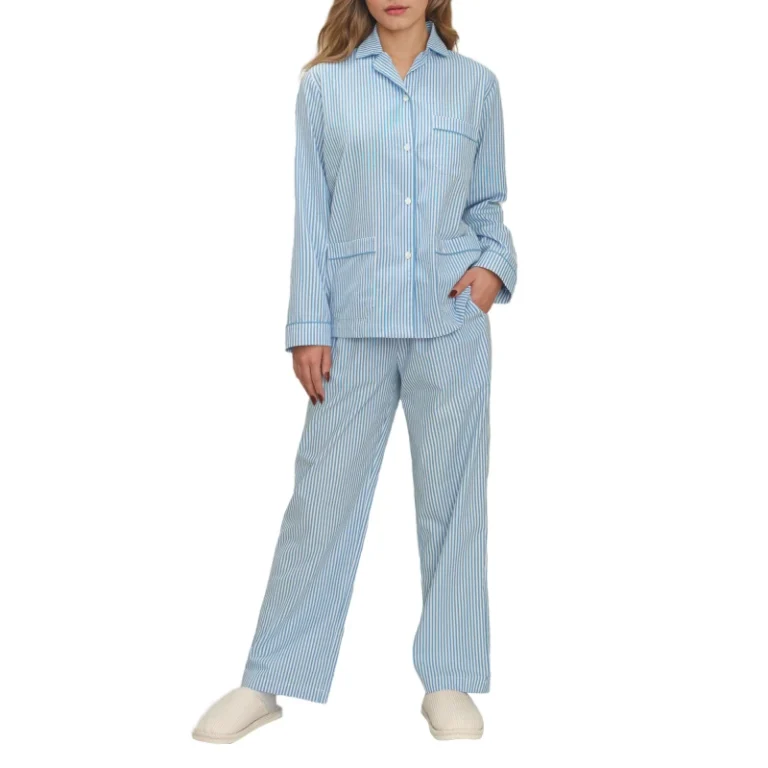 100-Cotton-Ladies-Sleepwear-Striped-PJ-Cozy-Lounge-Wear-Sets-Womens-Pajamas-Custom-Loungewear-Pyjamas