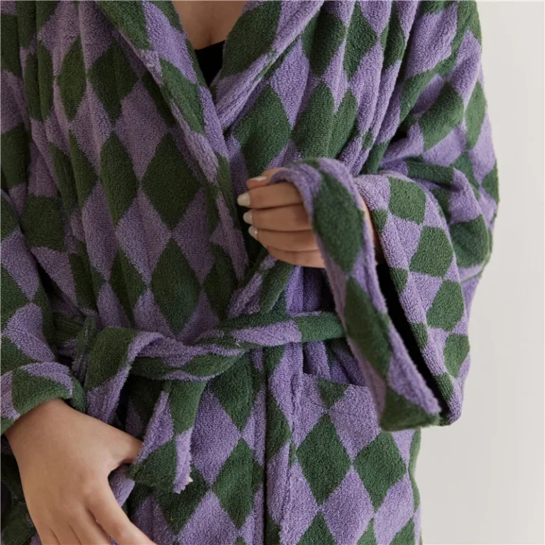 100-Cotton-Luxury-Breathable-Towel-Bathrobe-Plaid-Skin-friendly-Bathrobes-Absorbent-And-Warm-For-Women