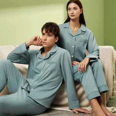 100-Cotton-Mens-Pyjamas-Sleepwear-Set-Long-Sleeve-Pant-with-Breathable-Modal-Cotton-for-Husband-and-Wife-Couple-Pajamas