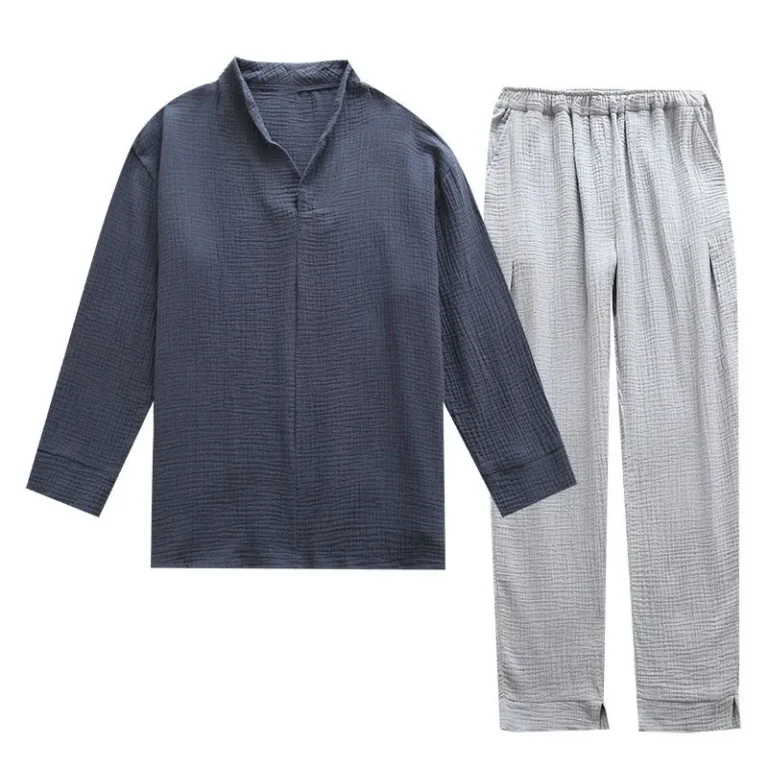 100-Cotton-Mens-TopPants-2PCS-Sleepwear-Autumn-and-Winter-Men-Soft-Solid-Color-Pajamas-Set-Loose-Full-Breathable-Pajamas