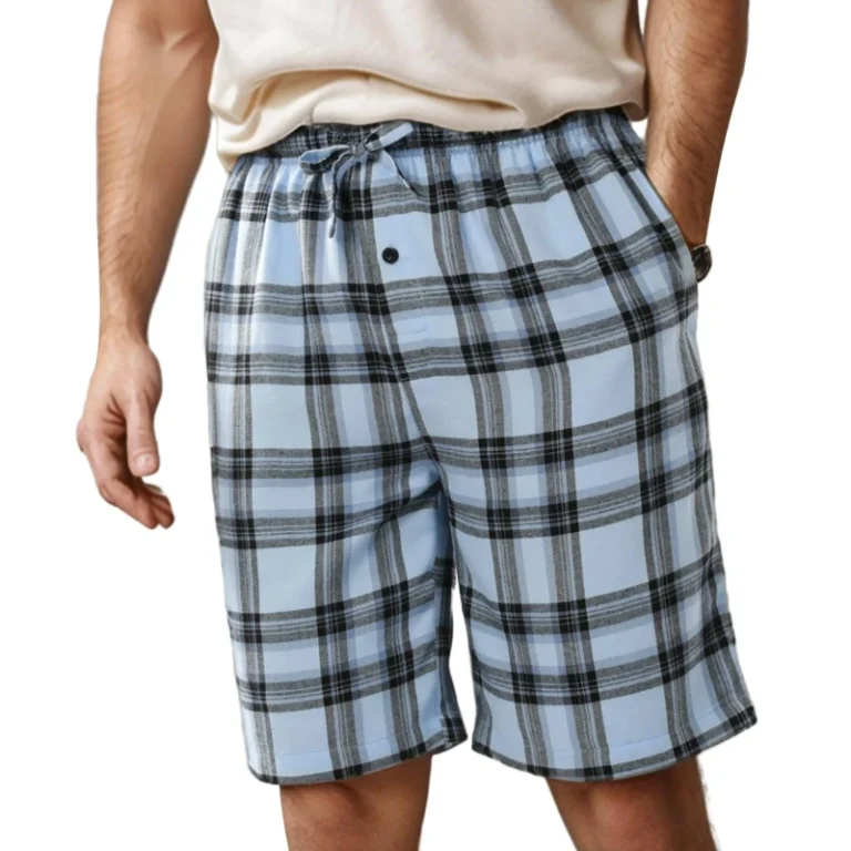 100-Cotton-Plaid-Mens-Sleeping-Shorts-Pajama-Bottoms-Men-Pj-Night-Lounge-Pants-for-Men