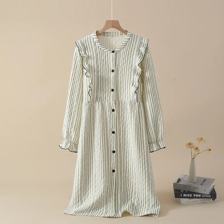 100-Cotton-Winter-Nightdress-Long-Sleeve-Womens-Home-Wear