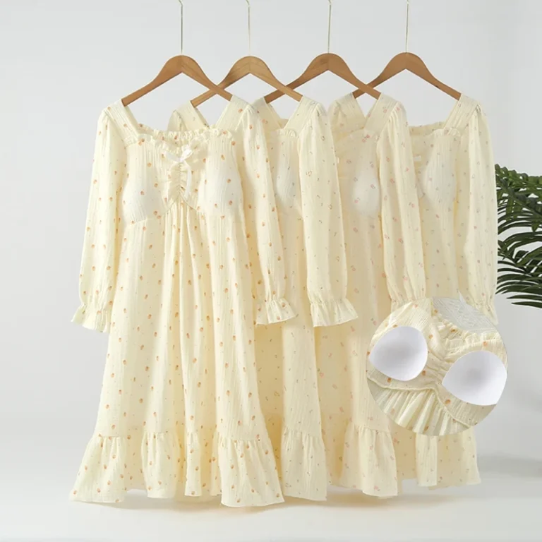 100-Cotton-Womens-Home-Sleepwear-Dress-Sweet-Princess-Wind-Lace-Trim-Nightdress-Spring-Autumn-Sleep-Dresses-With-Chest-Pads