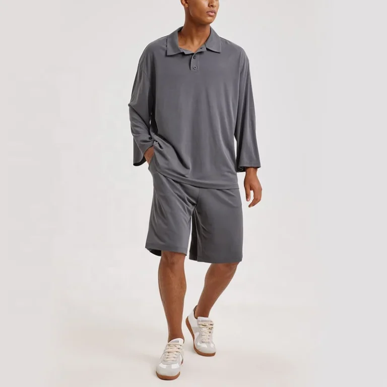 100-Organic-Cotton-Oversized-Mens-Polo-Shirt-and-Short-Pants-Set-Mens-Sport-Wear-Set