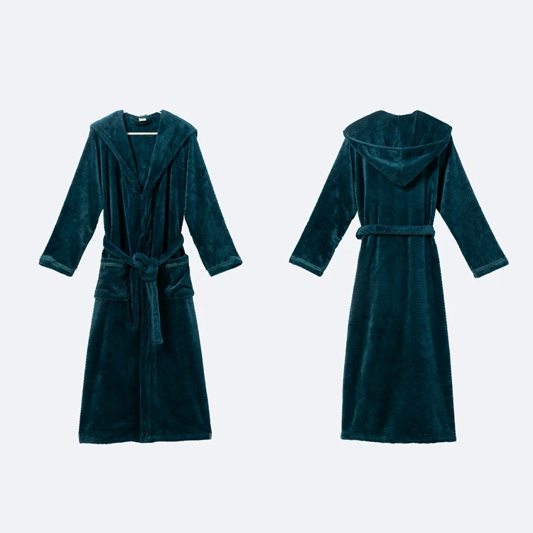100-Polyester-Fleece-Robe-Mens-Sleepwear-Dressing-Gown-Oversize-Microfiber-Hooded-Bathrobe-Men