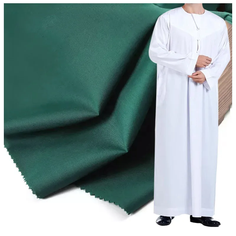 100% Polyester Saudi Thobe Fabric Spun Polyester 105gsm Robe Fabric for Jubbah Men's Thobe