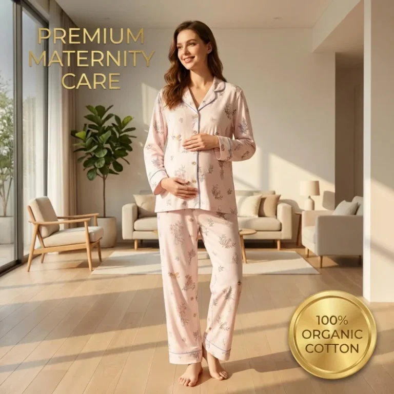 100-Pure-Cotton-Maternity-Pajamas-Set-Button-Down-Nursing-Sleepwear-for-Breastfeeding-Women-Hospital-Labor-Delivery-2Pcs