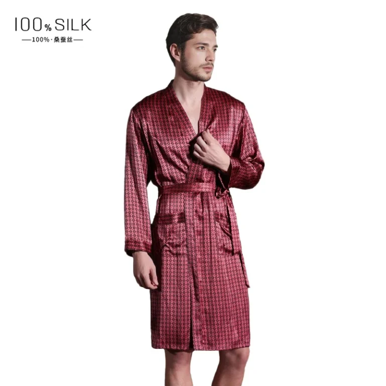 100-Pure-Mulberry-Silk-Long-V-Neck-Nightgown-Robes-Mens-Robe-OEM-ODM-Silk-Robe