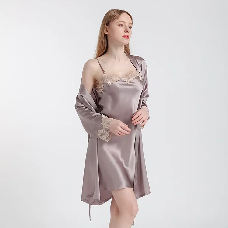 100-Silk-Pajamas-for-Women-Breathable-Luxury-Nightwear-Sleepwear-Dress-Set-Lace-Nightgown-Summer-Spring-Elegant-Front