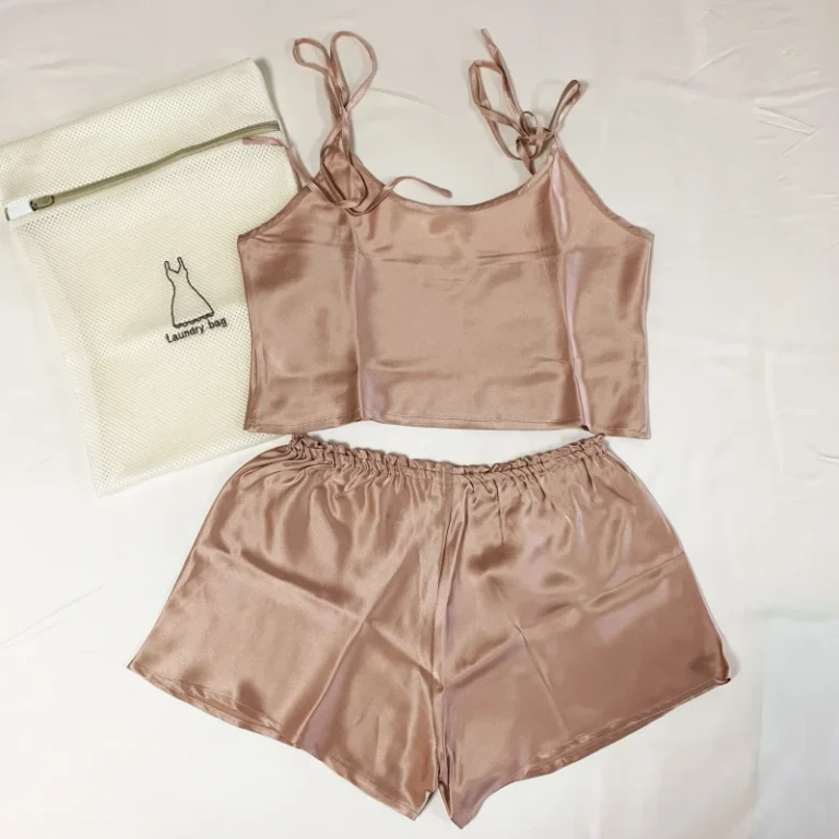 100-Silk-Satin-Summer-Spring-Girls-Camisole-Top-Short-Pajama-Set-with-Elastic-Waist-Nightwear-and-Spaghetti-Straps
