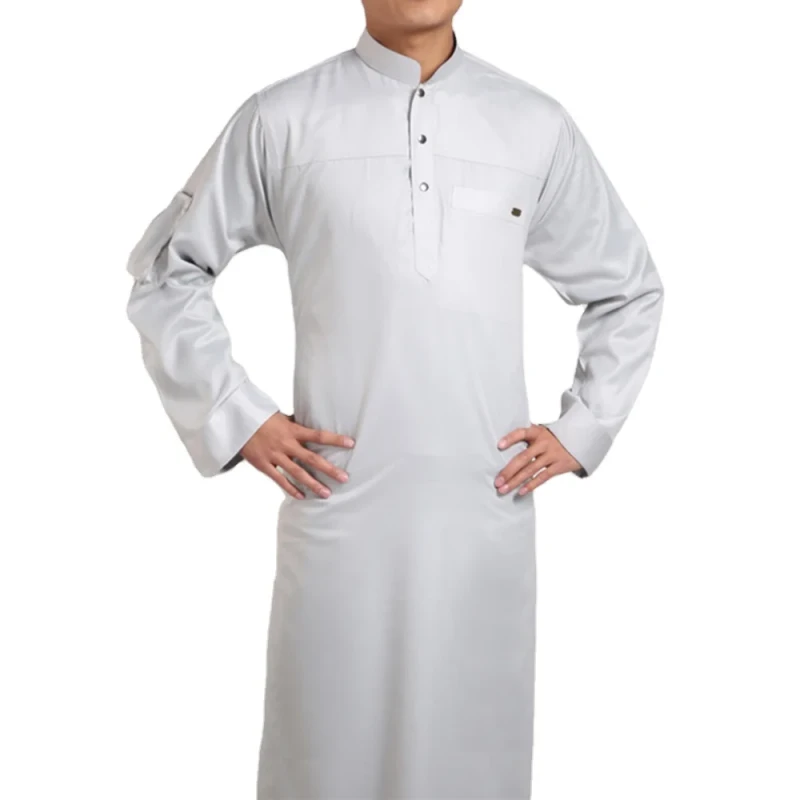 100% Spun Polyester Fabric Saudi Arabia Abaya Thobe Eco-Friendly Muslim Men's Robe Islamic Shirt for Girls
