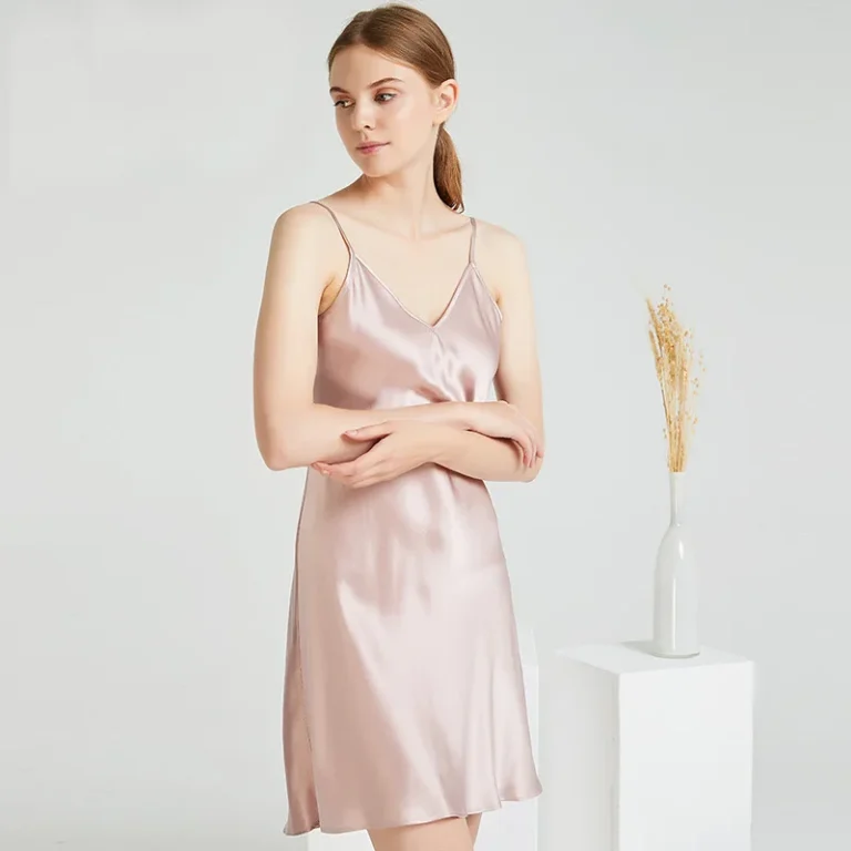 19-Momme-V-Neck-Mulberry-Silk-Dress-for-Women-Sexy-Silk-Nightgown-Summer-Homewear-Silk-Camisole-Loungewear-Silk-Nightdress