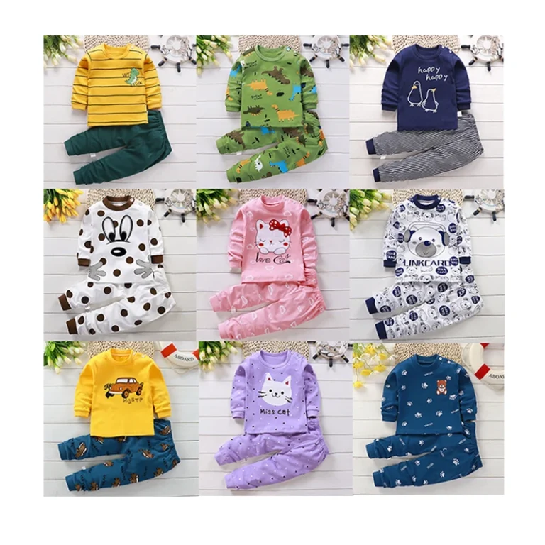 2-Children-Cotton-Pajamas-2pcs-Set-Girls-Sleepwear-Nightwear-Kids-Boys-Long-Sleeve-Cartoon-Printed-Pyjamas-Set