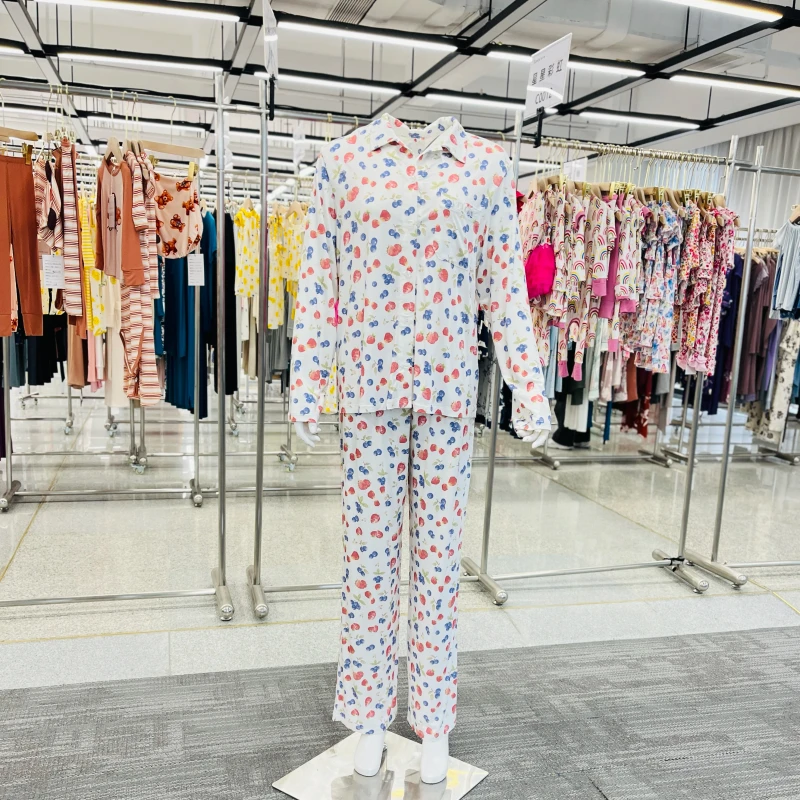 2 Piece Bamboo Pajamas for Women Set Fruit Print Sleepwear Women Factory Women's Sleepwear Cotton Pajamas