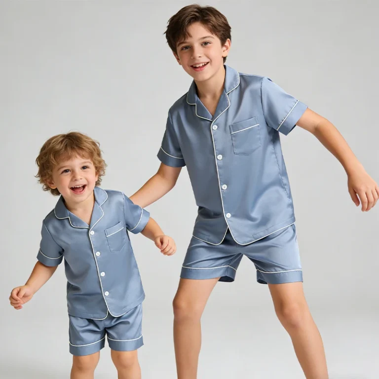 2-Piece-Cotton-Fabric-Sleepwear-Toddler-Pj-Custom-Logo-Bamboo-Pajama-Child-Cotton-Summer-Short-Sleeve-Shorts-Kids-Satin-Clothes