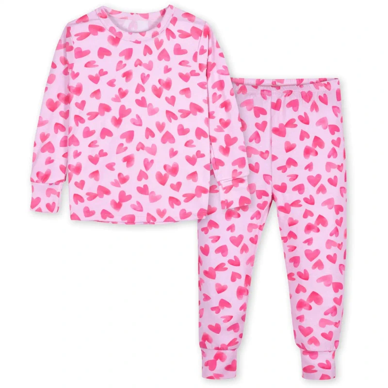 2 Piece Infant Toddler Girls Heartfelt Buttery Soft Viscose Childrenswear Cotton Kid's Pajamas Cartoon Boy and Girl Sleepwear